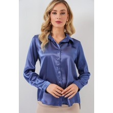 Mall Of Gkc 3964 Hafif Dökümlü Saten Gömlek - C.lacivert