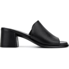 Tamer Tanca Kadın Hakiki Deri Siyah Deri Topuklu Terlik 838 809 Bn Trlk Y25 Sıyah Dr