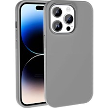 Apple iPhone 14 Pro Kılıf Magsafe Şarj Özellikli Sıvı Teknolojili Silinebilir Sert Znth Kivi Kapak-Koyu Gri