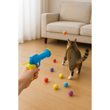 Peluş Oyuncak Top Atıcı Eğlenceli Kedi Oyun Seti - Top Fırlatan Kedi Oyuncağı - Çok Renkli Kedi Topu - Kedi Oyuncağı