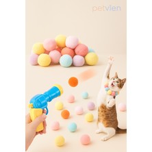 Peluş Oyuncak Top Atıcı Eğlenceli Kedi Oyun Seti - Top Fırlatan Kedi Oyuncağı - Çok Renkli Kedi Topu - Kedi Oyuncağı