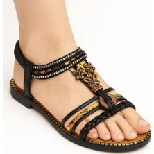 5629 Rahat Ortopedik Taban Taşlı Kadın Sandalet Günlük Sandalet