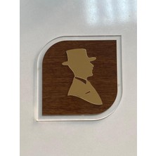 Ahşap Gold Erkek Wc Yönlendirme Tabelası – Pleksi Tuvalet Levhası