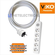 Multi-Let | Beşli 8 Metre Anahtarlı Topraklı Çocuk Korumalı Grup Priz - 5'li, 8 M, 3x1.5 Ttr (Tam Bakır) Kablolu