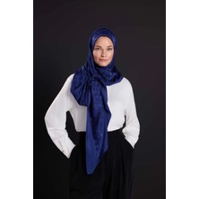 Imannoor Dama Logo Lacivert Shiny Jakar Şal 251-3029-003