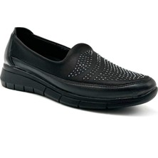 Kindep Içi Deri Poli Hafif Taban Damla Taş Detaylı Günlük Kadın Ayakkabı Siyah