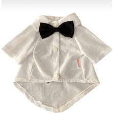 Siyah Papyonlu Beyaz Gömlek Yazlık Kedi ve Köpek Kıyafeti 1-11 kg