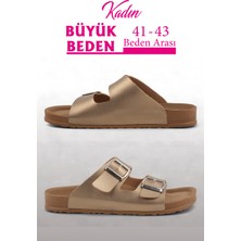 Gold Renk Anatomik Taban Kadın Terlik (Büyük Beden 41-43)