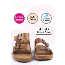 Bronz Renk Anatomik Taban Kadın Terlik (Büyük Beden 41-43)