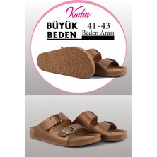 Bronz Renk Anatomik Taban Kadın Terlik (Büyük Beden 41-43)