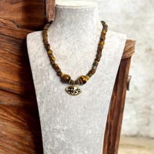 Kaplangözü Sıralı Şık Gold Figürlü Doğal Taş Kolye