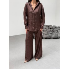 Bohem Esintilerle Şıklık Jakarlı Oversize Gömlek & Pantolon Takım