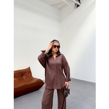 Bohem Esintilerle Şıklık Jakarlı Oversize Gömlek & Pantolon Takım