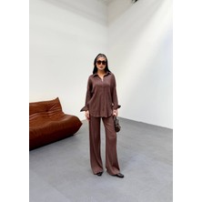 Bohem Esintilerle Şıklık Jakarlı Oversize Gömlek & Pantolon Takım