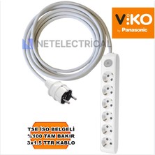 Multi-Let | Altılı 8 Metre Anahtarlı Topraklı Çocuk Korumalı Grup Priz - 6'lı, 8 M, 3x1.5 Ttr (Tam Bakır) Kablolu