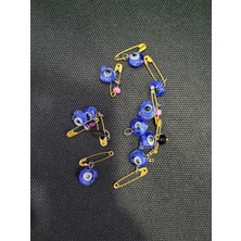 Kalp Formlu Cam Nazar Boncuklu Çengelli Iğne – Renkli Boncuklu Mini Tılsım (Rastgele 1 Adet)