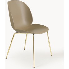 Beetle Plastik Sandalye - Bej, Mat Siyah Ayaklı