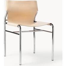 Haku Deri Yemek Sandalyesi – Krom Ayaklı, Zamansız Şıklık ve Konfor
