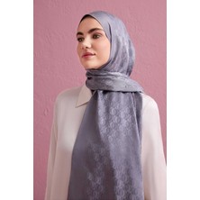 Imannoor Dama Logo Gri Shiny Jakar Şal  251-3029-014