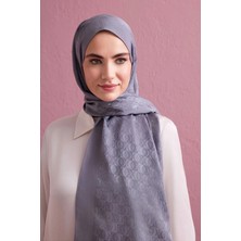 Imannoor Dama Logo Gri Shiny Jakar Şal  251-3029-014