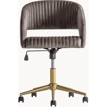 Murray Kadife Çalışma Sandalyesi – Yüksekliği Ayarlanabilir, Açık Pembe & Gümüş