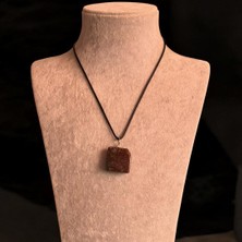 Kahverengi Kuvars Kare Uçlu Doğal Taş Kolye