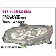 DEPO-117-1135R-LDEM2 - On Far Sag Honda Cıvıc 16-Sıyah Motoru Uzerınde Ledlı