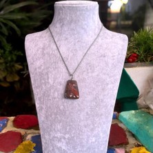 Kahverengi Kuvars Şekilli Çelik Zincirli Kolye