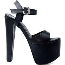 Kindep Yüksek Topuklu (18 Cm) Platform (7 Cm) Kadın Ayakkabı Siyah
