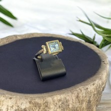 Akuamarin Kare Gümüş Yüzük