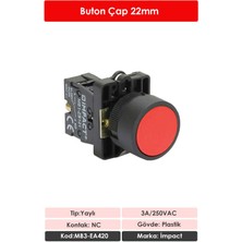 Impact 22mm Yaylı Buton Kırmızı NC MB3-EA420