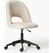 Rachel Kadife Çalışma Sandalyesi – Yüksekliği Ayarlanabilir, Krem Beyaz & Siyah