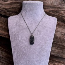 Antrasit Granit Çelik Zincirli Doğal Taş Kolye