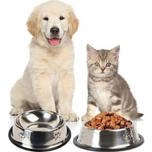 Paslanmaz Çelik Mama ve Su Kabı, 22CM, Evcil Hayvanlar Için Sağlıklı ve Dayanıklı