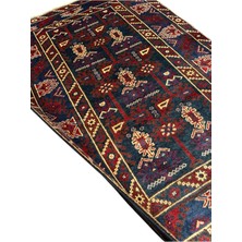 El Dokuma Sıfır Eski Döşemealtı Halısı 125X190 Lacivert Kök Boya