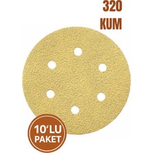 10'lu Paket 150 mm P150 Gold Zımpara Diski – Cırtlı, 6 Delikli, Metal & Ahşap Uyumlu