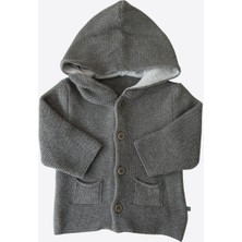 Kitikate Organik Triko Tanton Koyu Gri Melanj Hırka Kız Çocuk İçin Standart Kalıp Basic Stil