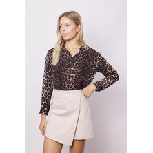 Kadın Pamuklu Hafif Likralı Kalın Kumaş Yüksek Bel Ara Boy Şort Etek-Bej