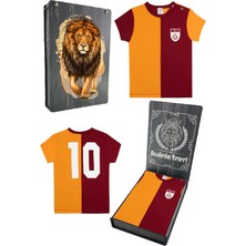 Galatasaray Orijinal Lisanslı Metin Oktay Sarı Kırmızı Unisex Bebek T-Shirt Hediyelik Ahşap Kutulu