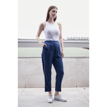 %100 Iyocell Akıcı Şık Kumaş Dökümlü Iç Göstermez Smart Yazlık Pantolon -Lacivert