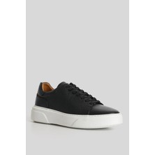 Lufian Tommy Erkek Deri Sneaker Ayakkabı Siyah Beyaz