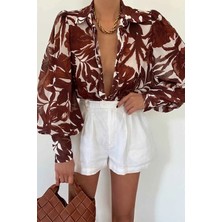 Fleetwood Blouse - Rahat Kesimli, Düğmeli, Uzun Püskül Kol Bluz