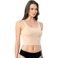 Looksense Kadın Kaşkorse Dantelli Kalın Askılı Crop 4004