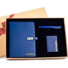 Kişiye Özel Usb'li Defter Kartvizitlik ve Roller Kalem Kutulu Set