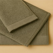 Sireya Premium Pamuklu 2'li Zeytin Yeşili Banyo Havlusu (85X170)