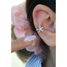 Sacce Scarves & Accessories Deniz Yıldızı Figürlü Zirkon Taşlı Earcuff Sıkıştırmalı Kıkırdak Küpesi