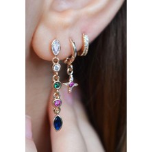 Sacce Scarves & Accessories Multicolor Küpe Seti 3 Parça Renkli Taşlı Küpe Seti