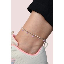 Sacce Scarves & Accessories Pembe Kalpli Incili Çelik Halhal