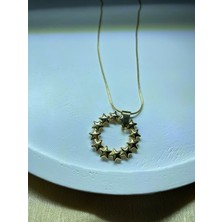 Çelik Gold Renk Halka Yıldız Kolye