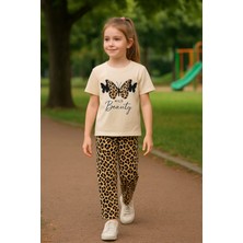 Kız Çocuk Yazlık Leopar Desenli Takım | Wild Beauty Pamuklu Baskılı Tişört + Desenli Bol Paça Pantolon | Günlük Kombin, Park, Tatil

